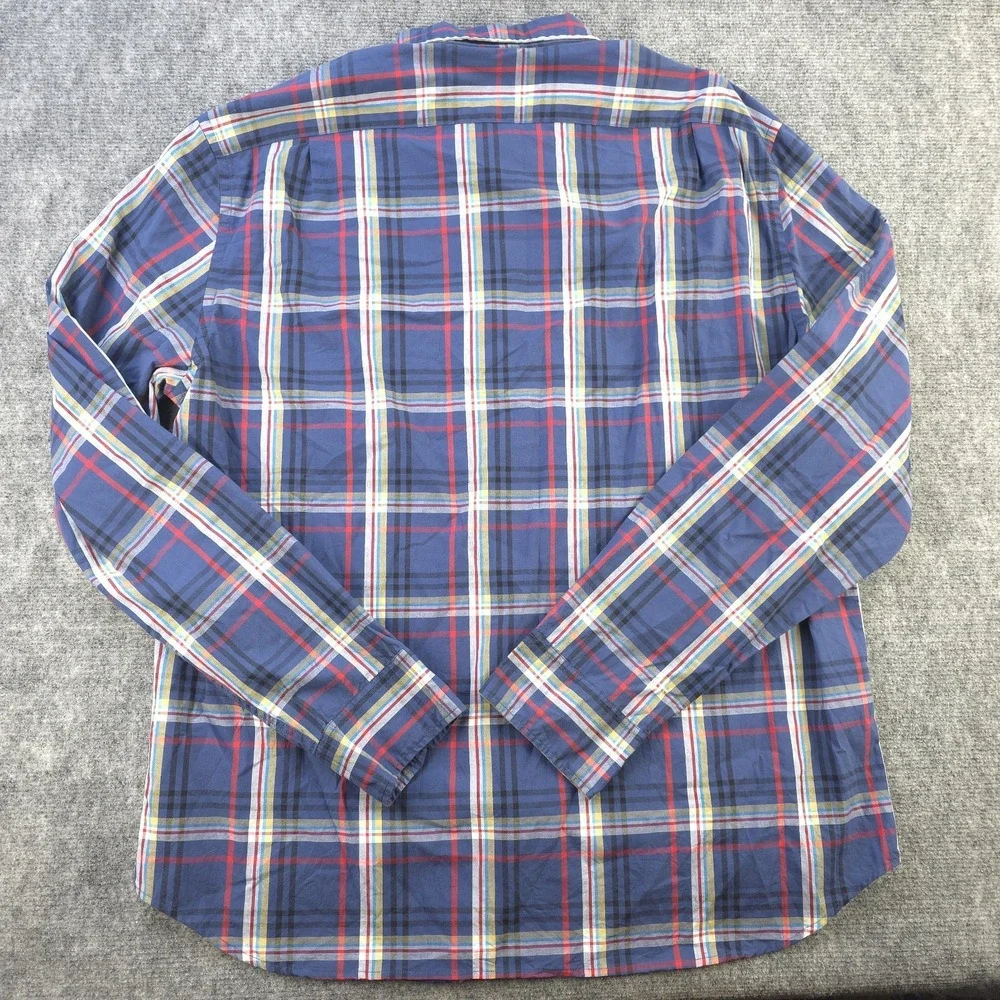 J Crew Flex Washed Shirt XL Blue Plaid Long Sleeve Button Down‎ Classic Stretch